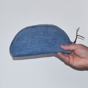 Blue denim bag pouch clutch organizer handmade